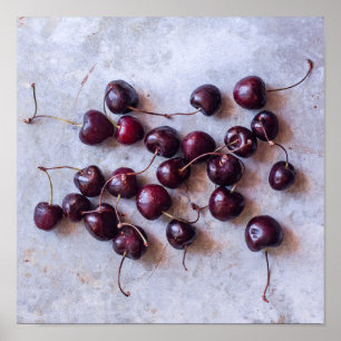 Fresh Red Cherries Photograph Poster