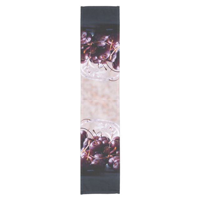 Fresh Red Cherries Photograph Short Table Runner (Front)