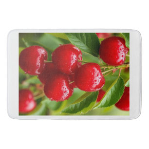 Fresh Red Cherries Sherpa Throw Bath Mat