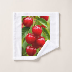 Fresh Red Cherries Sherpa Throw Wash Cloth