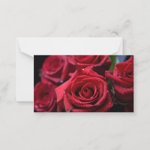 Fresh Red Roses Bouquet with Dew Drops Card