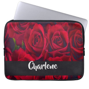Fresh red roses laptop sleeve