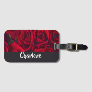 Fresh red roses luggage tag