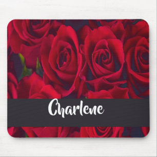 Fresh red roses mouse pad