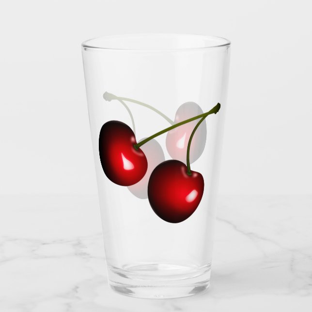 Fresh Red Sweet Cherries Glass (Front)