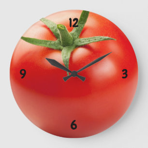 Fresh Red Tomato Isolated On White Background Large Clock