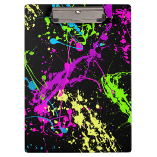 Fresh Retro Neon Paint Splatter Clipboard