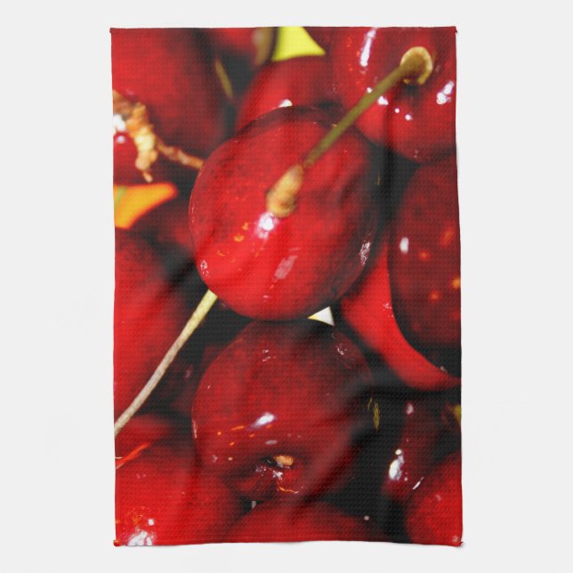 Fresh Ripe Cherries Kitchen Towel (Vertical)