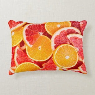 Fresh ripe orange and grapefruit backgroundbackgro decorative cushion