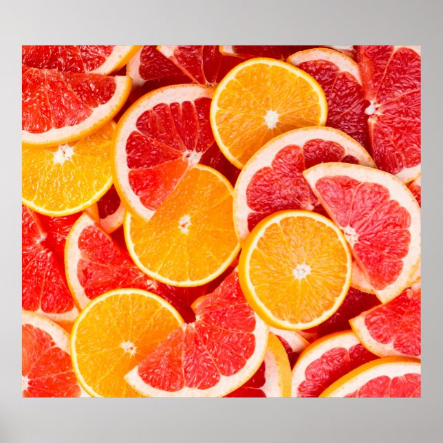 Fresh ripe orange and grapefruit backgroundbackgro poster (Front)