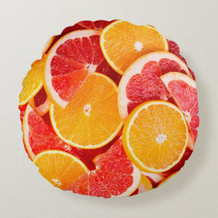 Fresh ripe orange and grapefruit backgroundbackgro round cushion