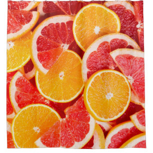 Fresh ripe orange and grapefruit backgroundbackgro shower curtain