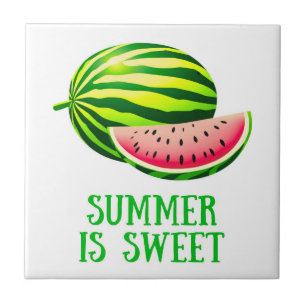 Fresh, Ripe Watermelon with Summer Vibes Ceramic Tile