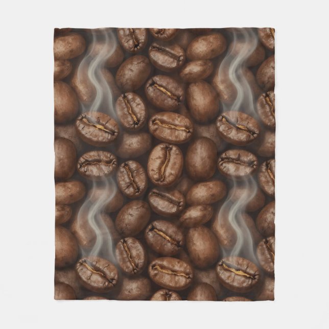 Fresh Roasted Coffee Beans Steam Aroma Fleece Blanket (Front)