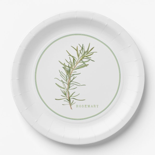 FRESH ROSEMARY 9" Round Paper Plates (Front)