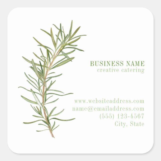 FRESH ROSEMARY Biz ID Small Square Stickers (Front)
