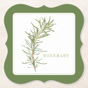FRESH ROSEMARY Bracket Paper Coasters - Green
