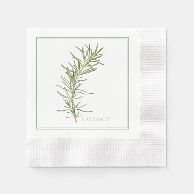 FRESH ROSEMARY Coined Cocktail Paper Napkins (Front)