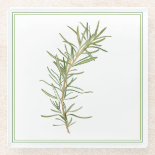FRESH ROSEMARY Glass Beverage Coaster (-text)