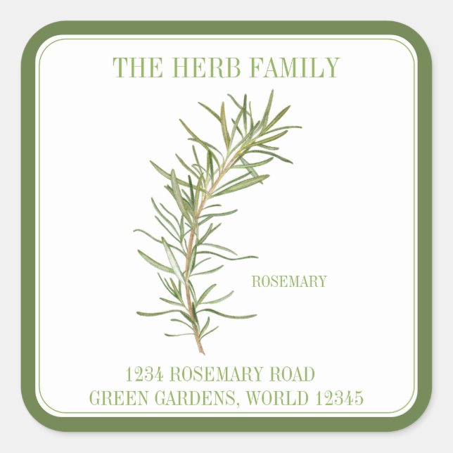 FRESH ROSEMARY Large Square Envelope Seals - Green (Front)