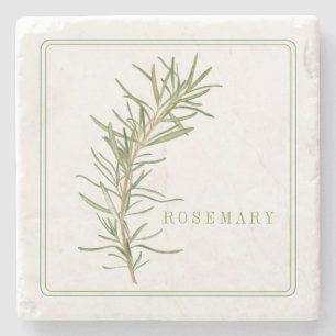 FRESH ROSEMARY Marble Stone Coaster (+text)