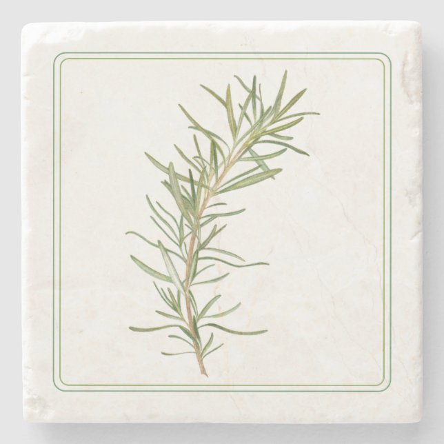FRESH ROSEMARY Marble Stone Coaster (-text) (Front)