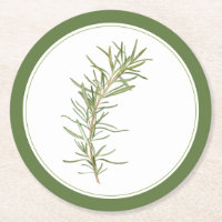 FRESH ROSEMARY Round Paper Coasters (-text) Green