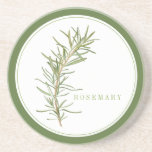 FRESH ROSEMARY Round Sandstone Coaster  text Green<br><div class="desc">Rest your favourite hot or cold beverages on this FRESH ROSEMARY round sandstone coaster, with a green border. Easily change "ROSEMARY" by choosing "Personalise this template", and typing what you'd rather have it say. Change the font, font size and/or colour with Edit Design, then Edit Text. * Rosemary is a...</div>