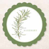 FRESH ROSEMARY Scallop Round Coaster (+text) Green