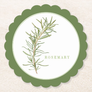 FRESH ROSEMARY Scallop Round Coaster (+text) Green