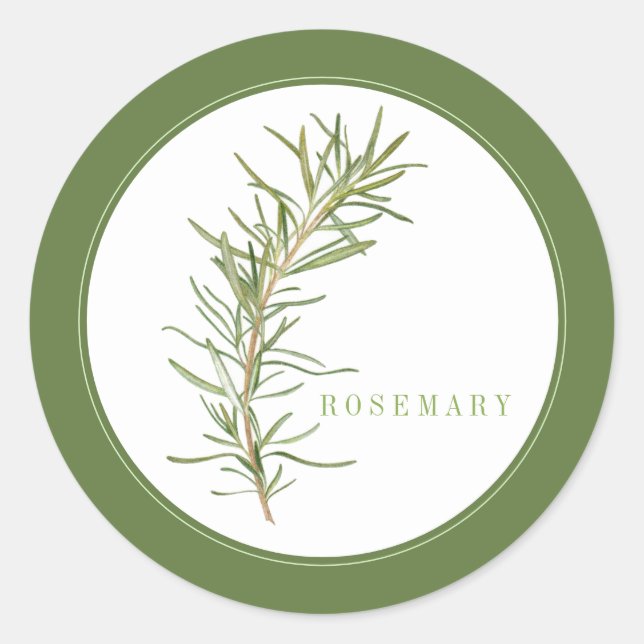 FRESH ROSEMARY Small Round Stickers (+text) Green (Front)