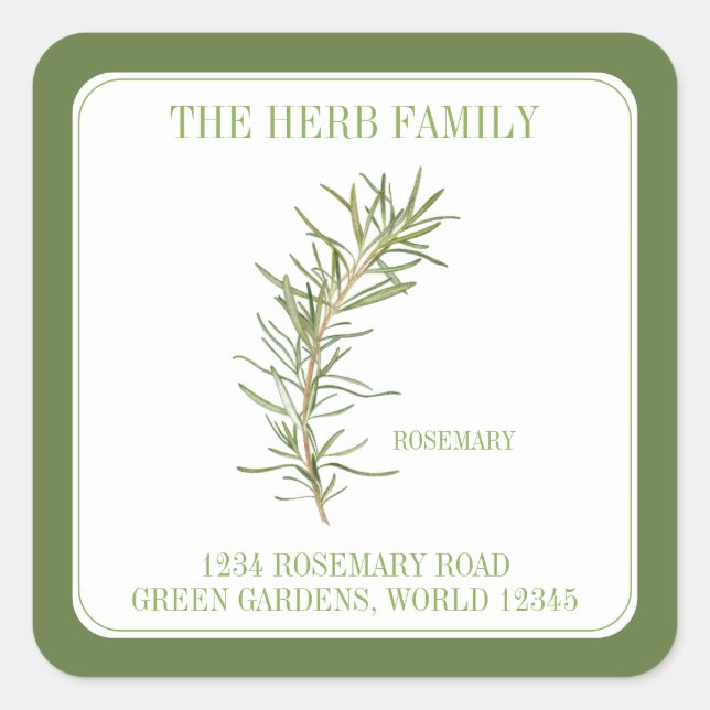 FRESH ROSEMARY Small Square Envelope Seals - Green (Front)