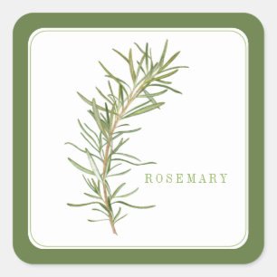 FRESH ROSEMARY Small Square Stickers - Green