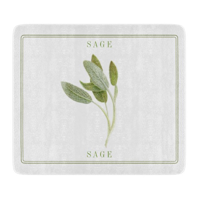 FRESH SAGE 6x7 Glass Cutting Board (Front)