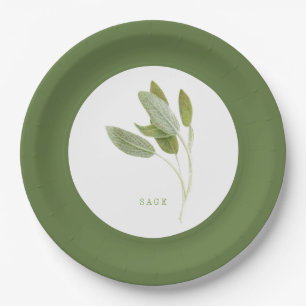 FRESH SAGE 9" Round Paper Plates - Green