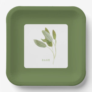 FRESH SAGE 9" Square Paper Plates - Green
