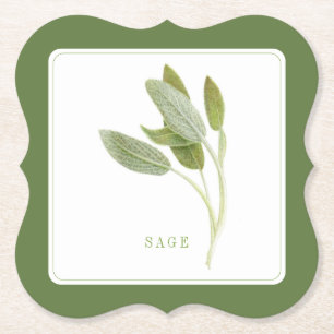 FRESH SAGE Bracket Paper Coasters (+text) Green