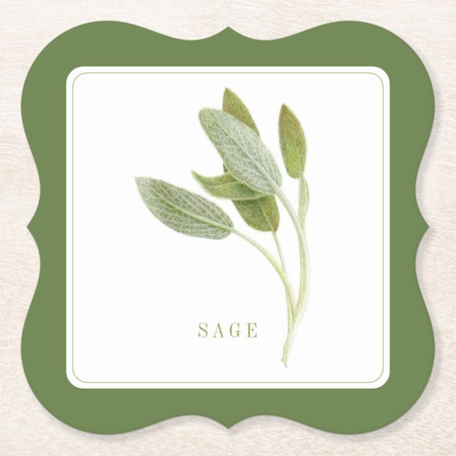 FRESH SAGE Bracket Paper Coasters (+text) Green (Front)