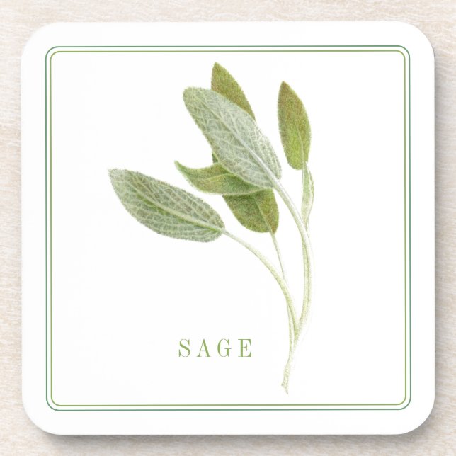 FRESH SAGE Hard Plastic Coasters (+text) (Front)