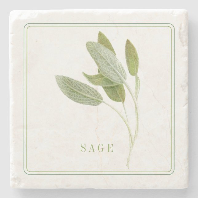 FRESH SAGE Marble Stone Coaster (Front)