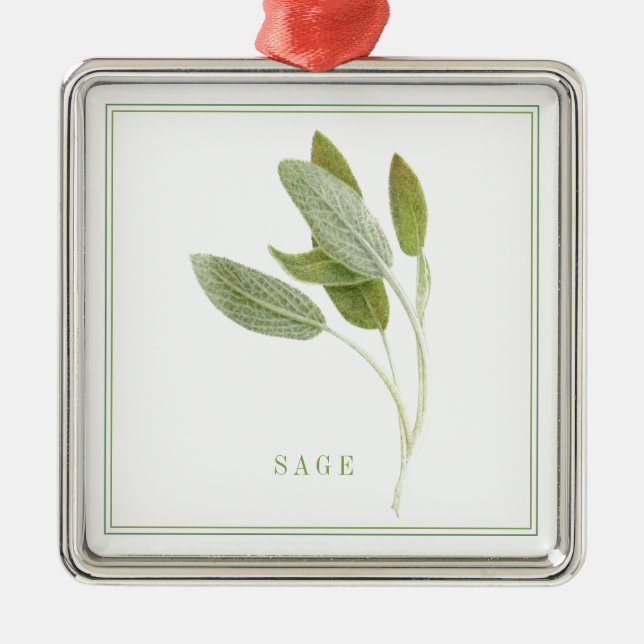 FRESH SAGE Premium Square Ornament (Front)