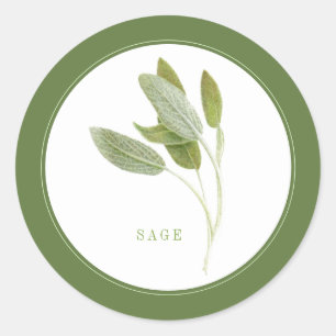 FRESH SAGE Small Round Stickers (+text) Green