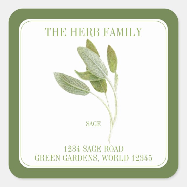 FRESH SAGE Small Square Envelope Seals - Green (Front)