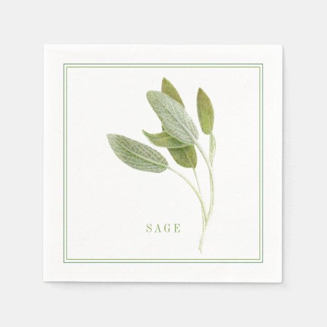 FRESH SAGE Standard Cocktail Paper Napkins (Front)