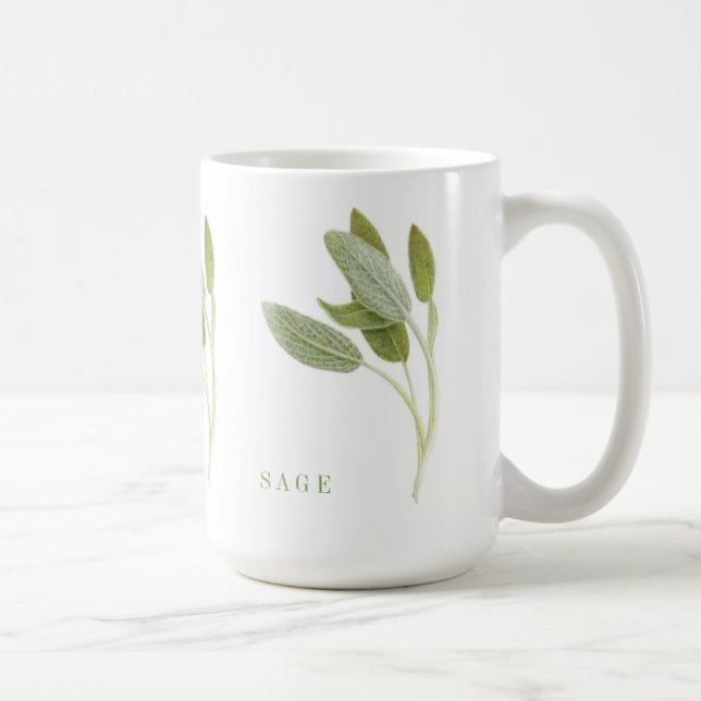 FRESH SAGE Tall White Mug (Right)