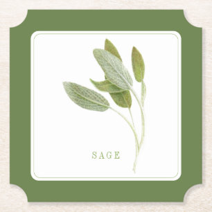 FRESH SAGE Ticket Paper Coasters (+text) - Green