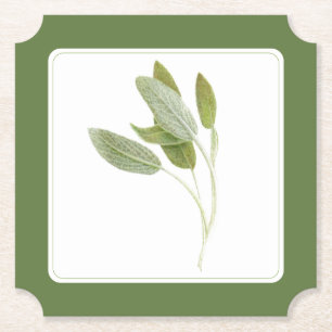 FRESH SAGE Ticket Paper Coasters (-text) - Green