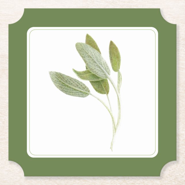 FRESH SAGE Ticket Paper Coasters (-text) - Green (Front)