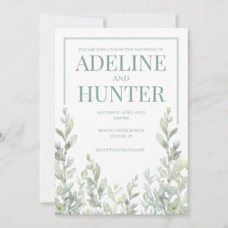 Fresh Sage Watercolor Illustration Invitation
