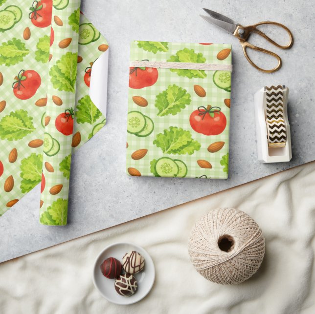 Fresh Salad Vegetable Pattern Wrapping Paper (Crafts)